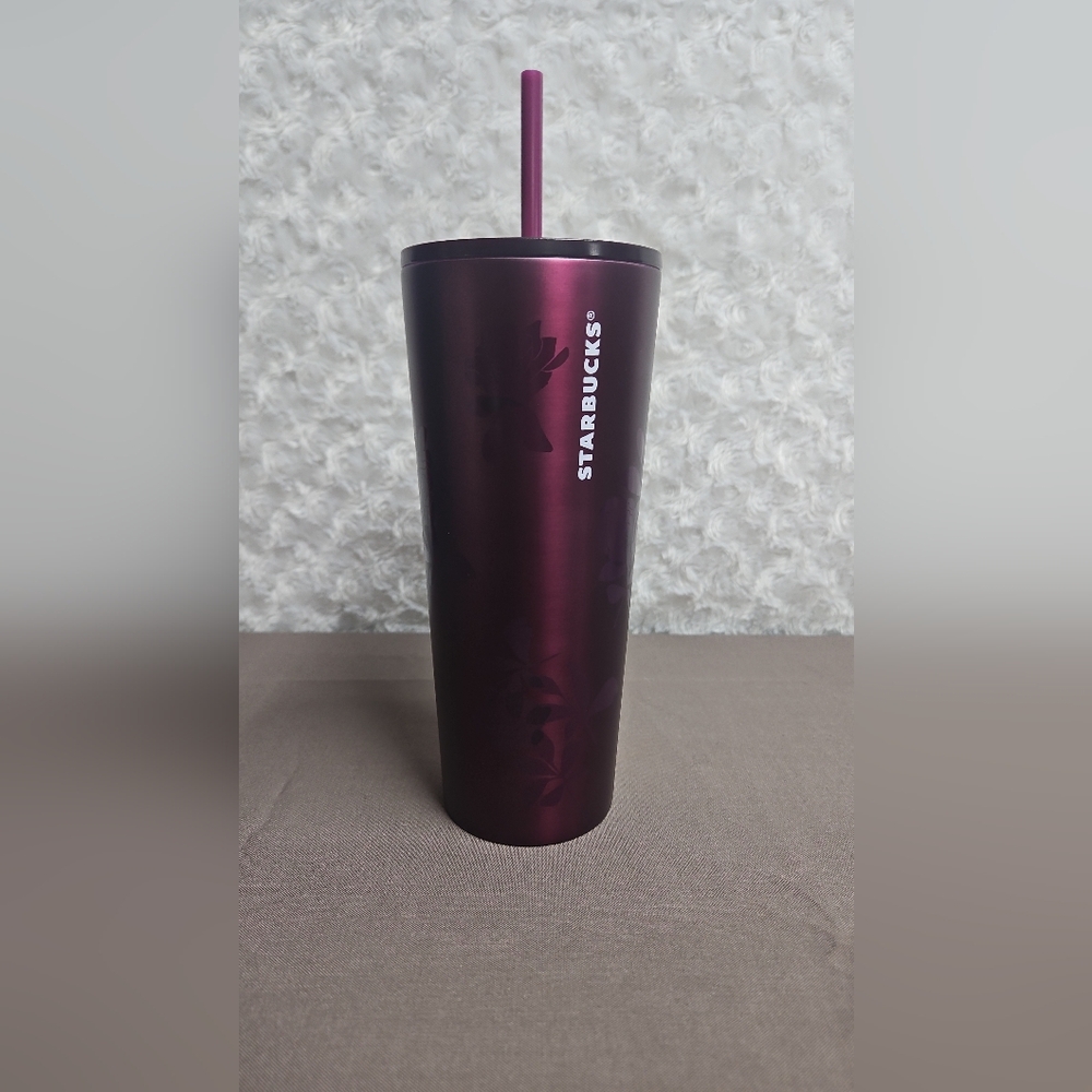 NWT Starbucks Fall 2020 Plum Purple Rose Stainless Steel Tumbler